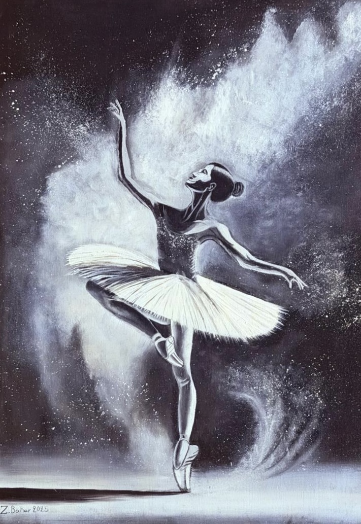 Dance of Light, a ballet-inspired painting about grace, movement, and artistic expression