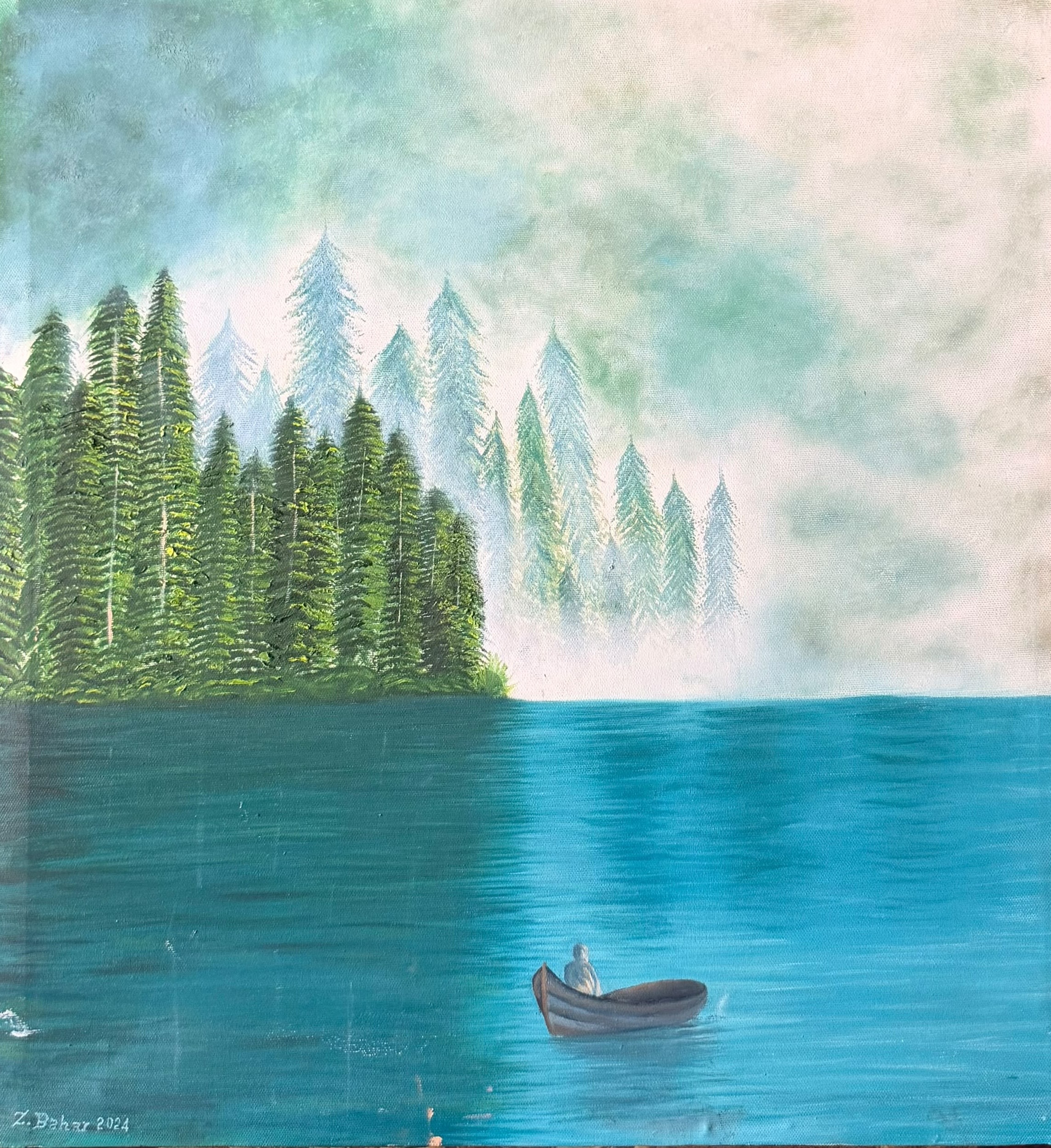 Quiet Lake, a painting by Zuhra Bahar Yama